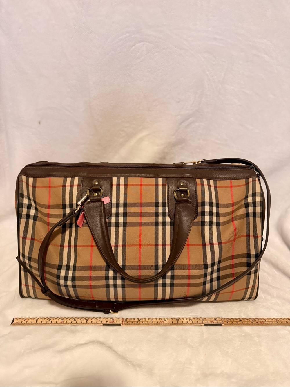 Burberry Boston Travel Bag With Removable Adjustable Strap And Lock And Key